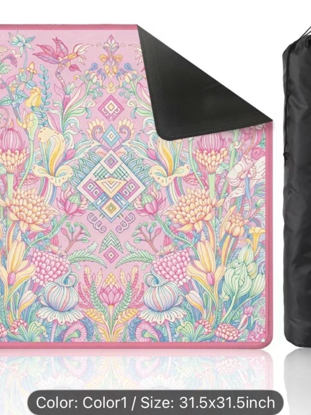 Floral Pink Pattern Mahjong Mat NWOT